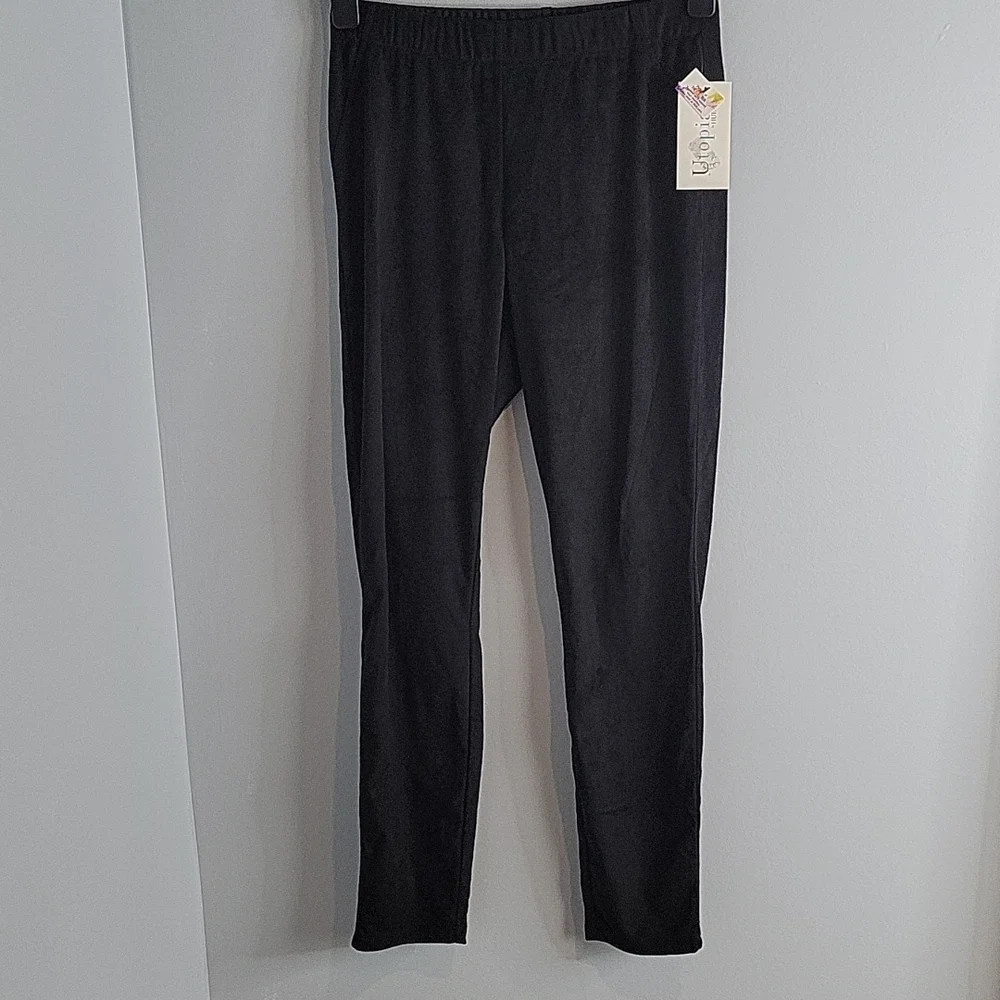 NWT Utopia by HUE Black Suede Skimmer High Waist Leggings size Medium NEW